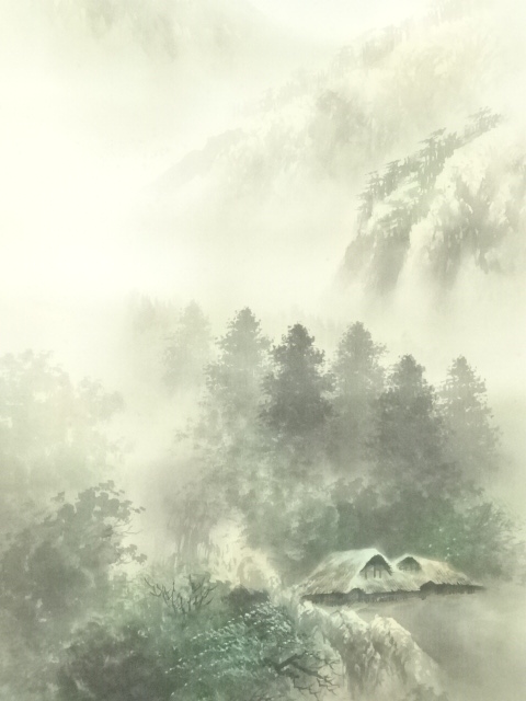 道具 ] - 道具 昇峰筆 彩色山水 肉筆絹本掛軸 | ネットショップ圭